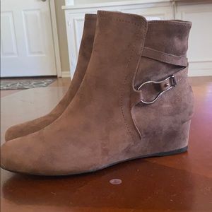Wedge booties. Truffle. Size 8 (runs small). new.